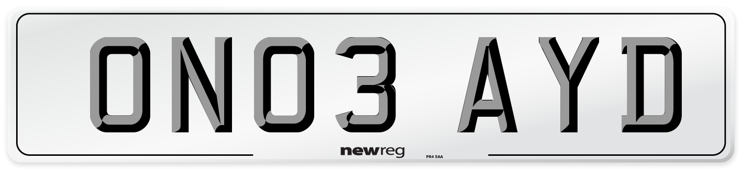 ON03 AYD Number Plate from New Reg
